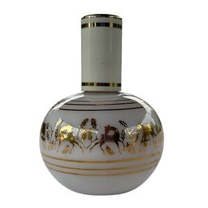 Vintage Devilbiss Perfume Bottle Atomizer White Milk Glass Gold Deer Design